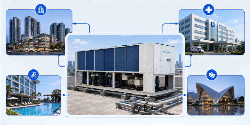 Chiller UAY-SQ3 giải pháp cho khách sạn, bệnh viện và khu phức hợp