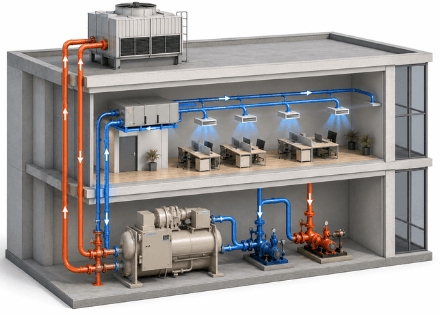 Sơ đồ ba vòng tuần hoàn của hệ thống Chiller giải nhiệt nước Daikin Sơ đồ ba vòng tuần hoàn của hệ thống Chiller giải nhiệt nước Daikin