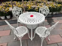 Nội Thất Bình An Giao Hàng Thành Công Bộ Bàn Ghế Sân Vườn Nhôm Đúc D78 – 4 Ghế Hoa Lan Màu Trắng Cho Khách Hàng Tại Hải Phòng