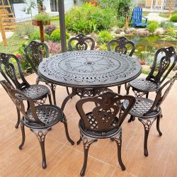 Giao Hàng Bộ Bàn Nhôm Đúc D120 – 8 Ghế Cho Anh Khách Tại Thái Nguyên