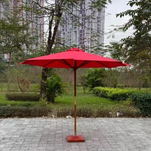 Ô Dù Chính Tâm Cán Gỗ 3m Màu Đỏ