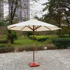 Ô Dù Chính Tâm Cán Gỗ 3m Màu Kem