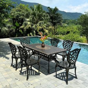 Bộ Bàn Ghế Nhôm Đúc Ngoài Trời D175 - 6GLCT