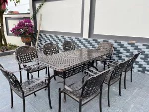 bàn ghế nhôm đúc ngoài trời-K175