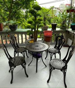 Bàn Ghế Sân Vườn Nhôm Đúc D65 4 Ghế Vương Niệm