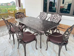 Bộ Bàn Ghế Nhôm Đúc Ngoài Trời D175 - 6GLCT