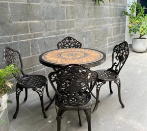 Bộ Bàn Ghế Nhôm Đúc Mặt Đá D84 4 Ghế