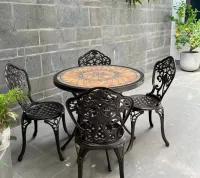 Bộ Bàn Ghế Nhôm Đúc Mặt Đá D84 4 Ghế