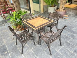 Bộ Bàn Ghế Nhôm Đúc Mặt Đá BA-D90