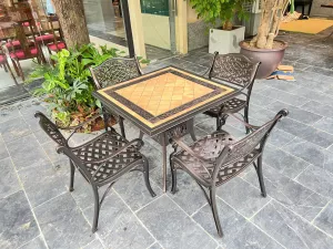 Bộ Bàn Ghế Nhôm Đúc Mặt Đá BA-D90