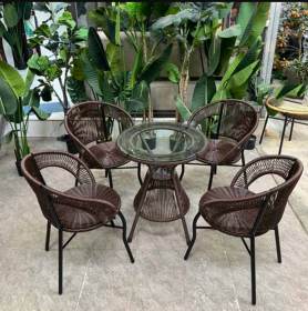 Bộ Bàn Ghế Cafe Mây Nhựa T60