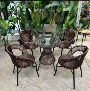 Bộ Bàn Ghế Cafe Mây Nhựa T60