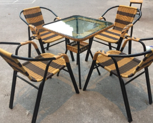 Bộ Bàn Ghế Cafe Mây Nhựa BV-4G