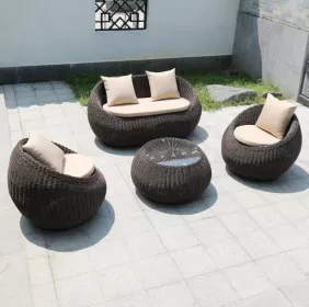 Bộ bàn ghế sofa nhựa giả mây ngoài trời SF-BA2