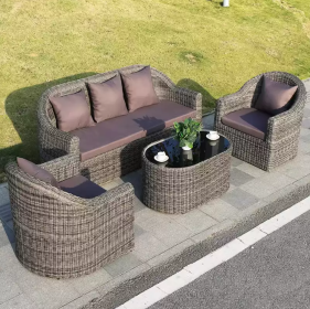 Bàn Ghế Sofa Ngoài Trời Nhựa Giả Mây Thư Giãn BA06