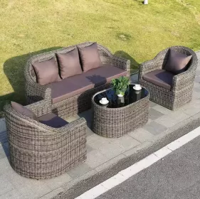 Bàn Ghế Sofa Ngoài Trời Nhựa Giả Mây Thư Giãn BA06