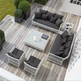 Bộ Bàn Ghế Sofa Giả Mây Cao Cấp Cho Resort, Biệt Thự BA03