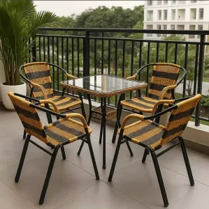 Bộ Bàn Ghế Cafe Mây Nhựa BV-4G