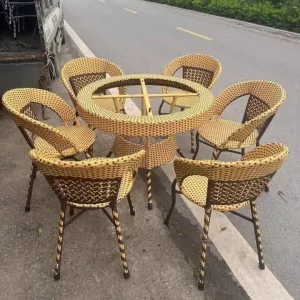 Bàn Ghế Mây Nhựa Sân Vườn BA-6G