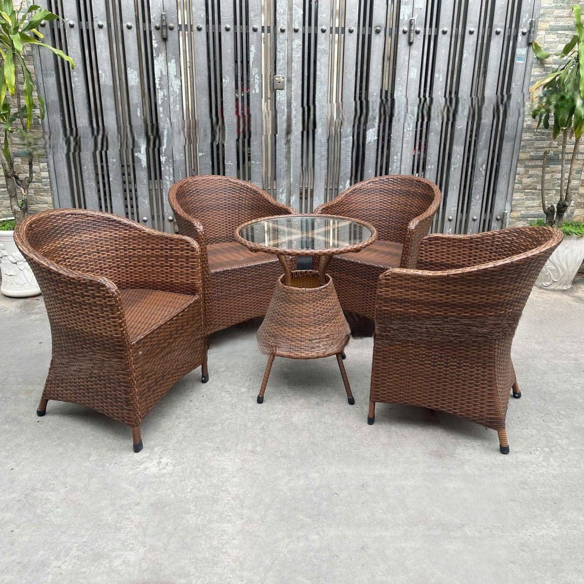 Bộ Bàn Ghế Mây Nhựa Thúng Bành MN-06