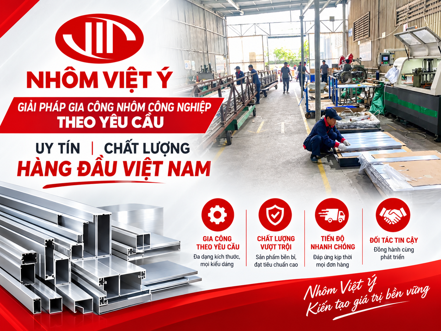 Viet Y Aluminum provides industrial aluminum processing and manufacturing services with leading quality in Vietnam