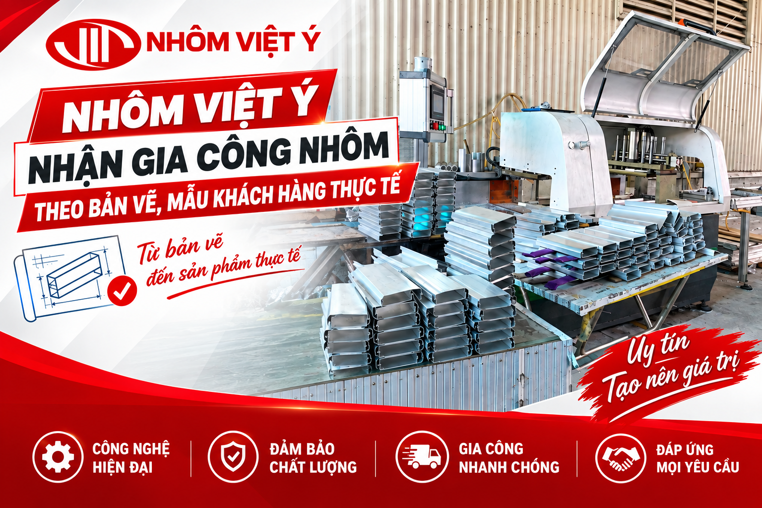 Viet Y Aluminum accepts precision aluminum fabrication based on customer drawings and actual samples