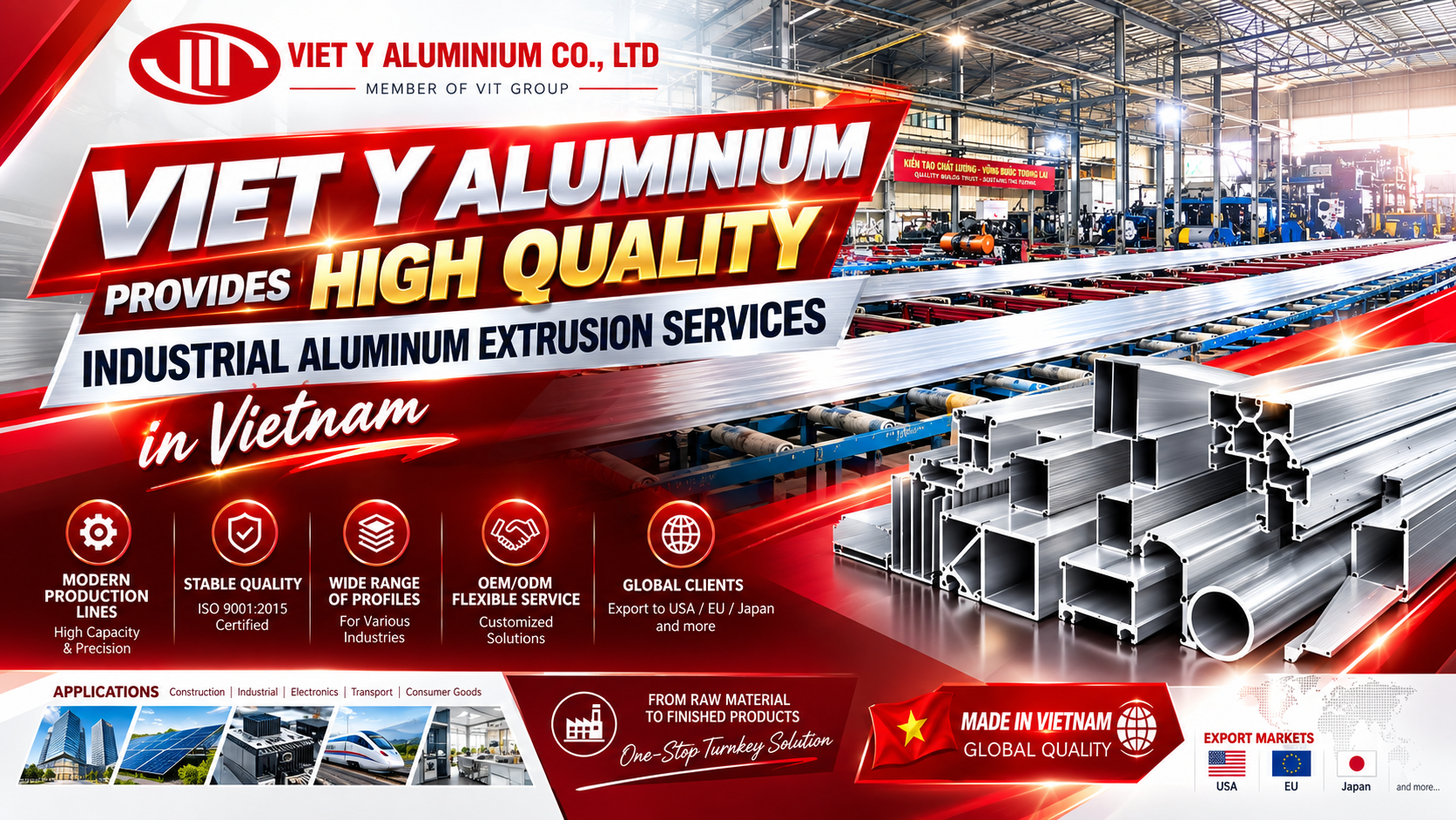 Viet Y Aluminium Provides High Quality Industrial Aluminum Extrusion Services in Vietnam