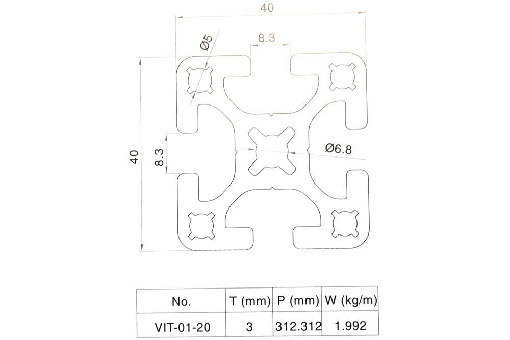 Nhôm băng tải bàn thao tác VIT-0120