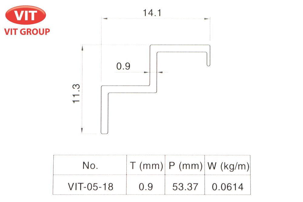 Nhôm vách ngăn VP trần thạch cao VIT-0518