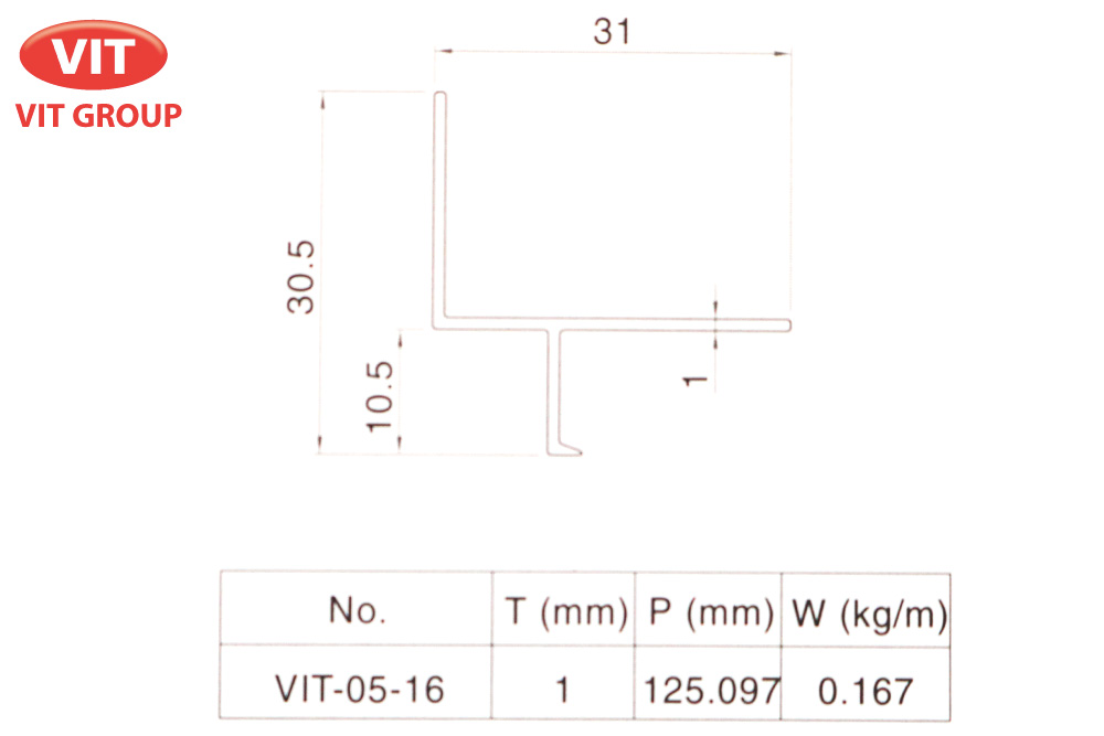 Nhôm vách ngăn VP trần thạch cao VIT-0516