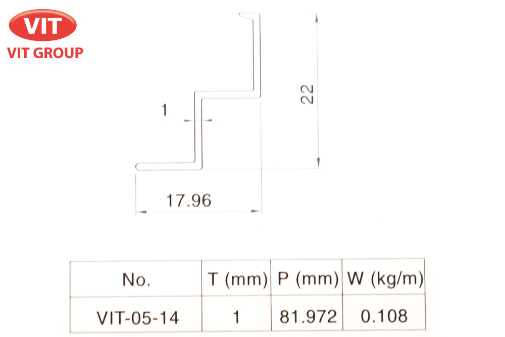 Nhôm vách ngăn VP trần thạch cao VIT-0514