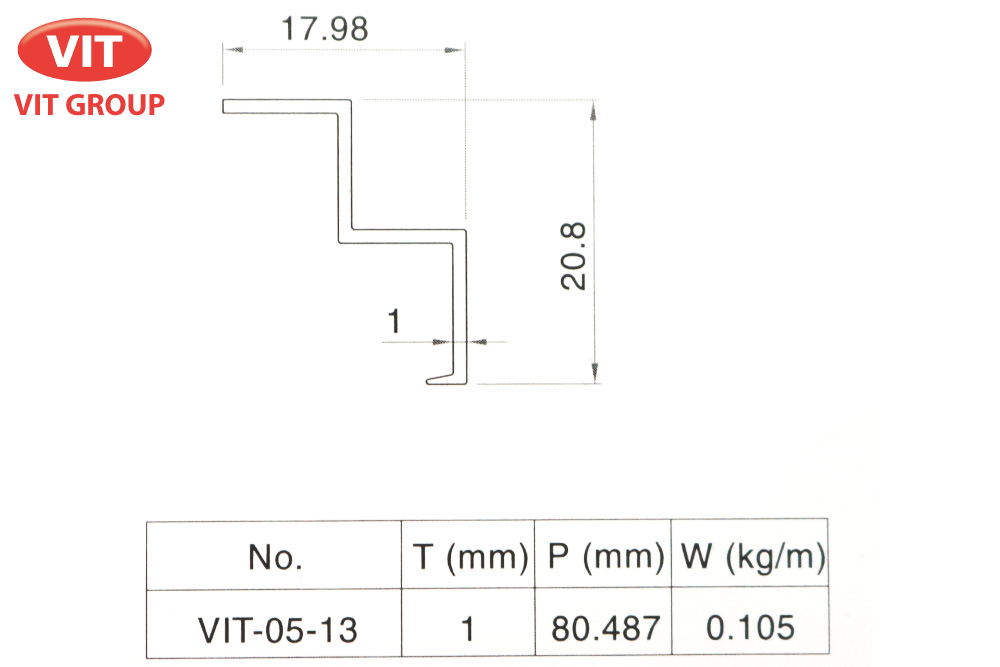 Nhôm vách ngăn VP trần thạch cao VIT-0513
