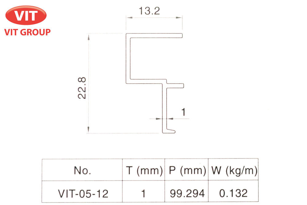 Nhôm vách ngăn VP trần thạch cao VIT-0512