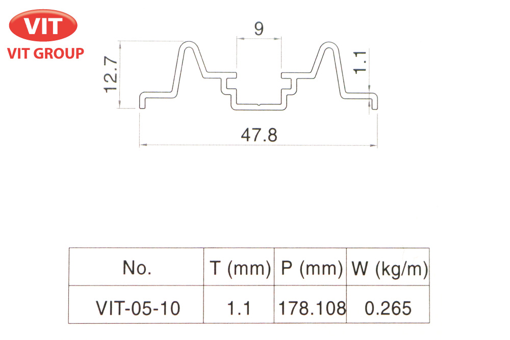 Nhôm vách ngăn VP trần thạch cao VIT-0510