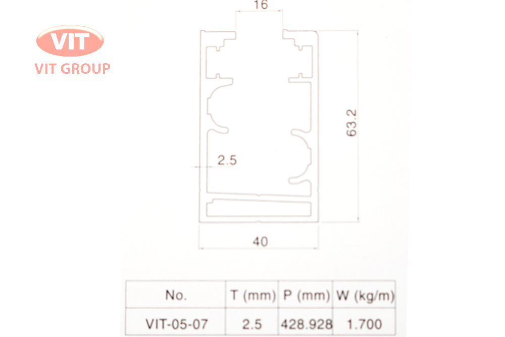 Nhôm vách ngăn VP trần thạch cao VIT-0507