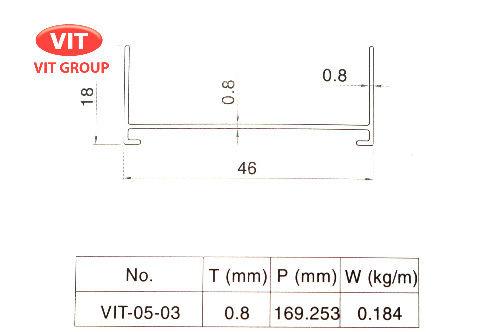 Nhôm vách ngăn VP trần thạch cao VIT-0503