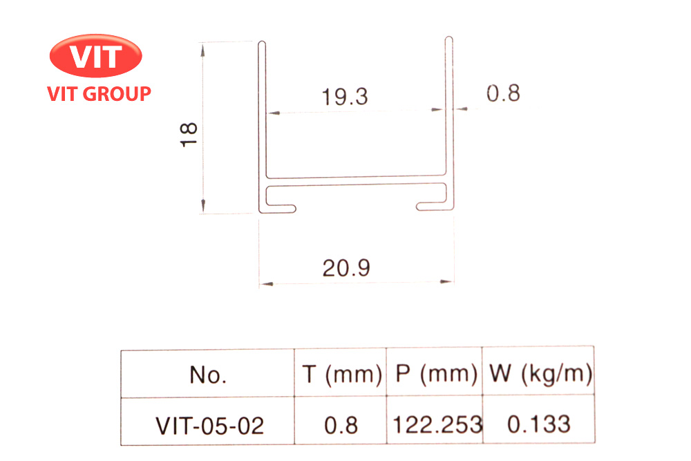 Nhôm vách ngăn VP trần thạch cao VIT-0502