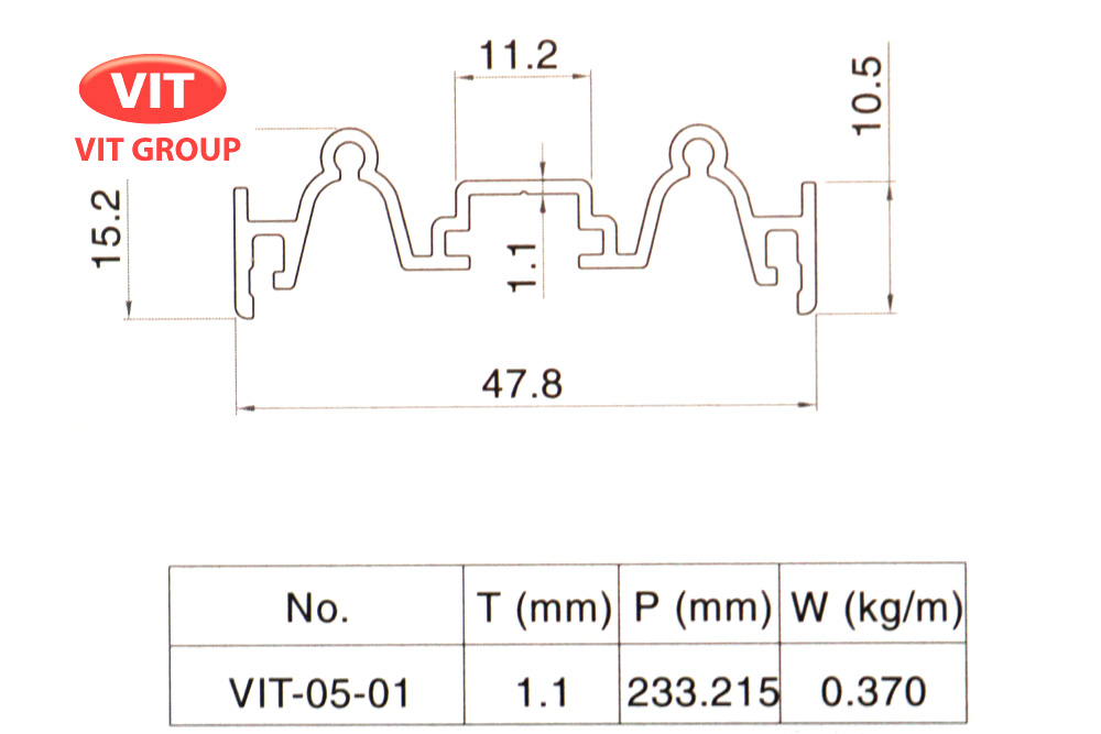 Nhôm vách ngăn VP trần thạch cao VIT-0501