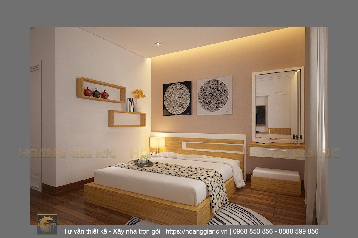 Thiết kế nội thất chung cư hiện đại Hà nội dh2015, phối cảnh phòng ngủ bố mẹ 1