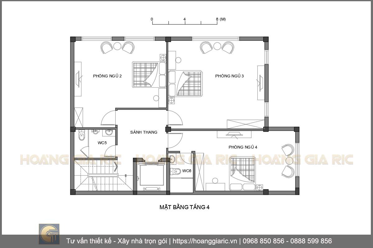 Thiết kế mặt bằng kiến trúc tầng 4 nhà phố tân cổ điển Hà nội kt2015