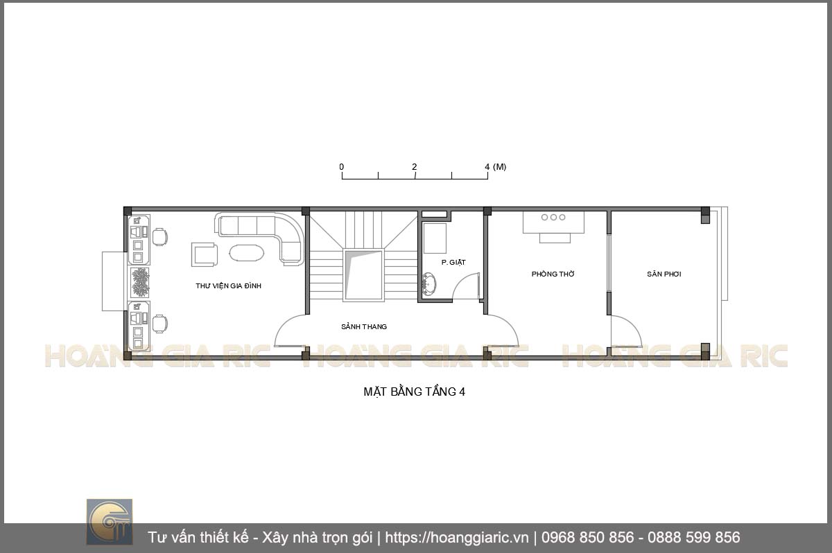 Thiết kế mặt bằng kiến trúc tầng 4 nhà phố hiện đại Hà nội hn2018