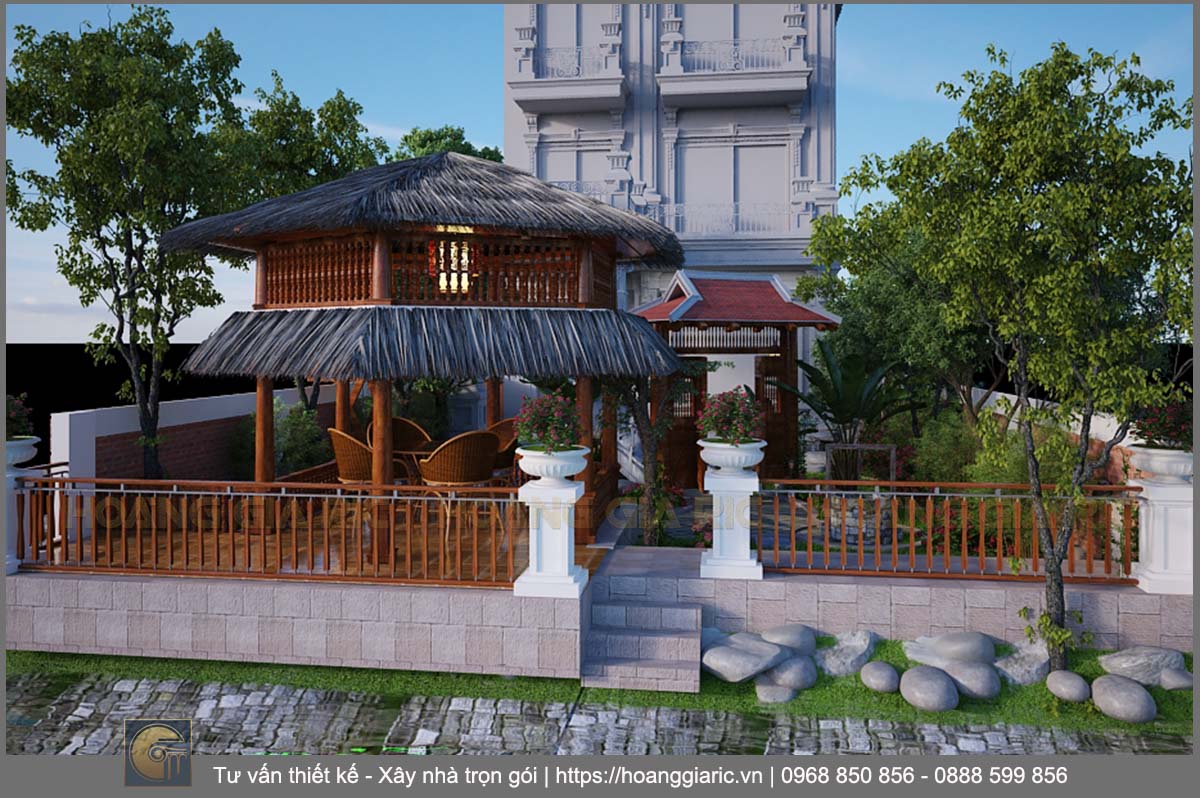 Thiết kế sân vườn biệt thự kiểu pháp Hà nội ad2018, phối cảnh 4