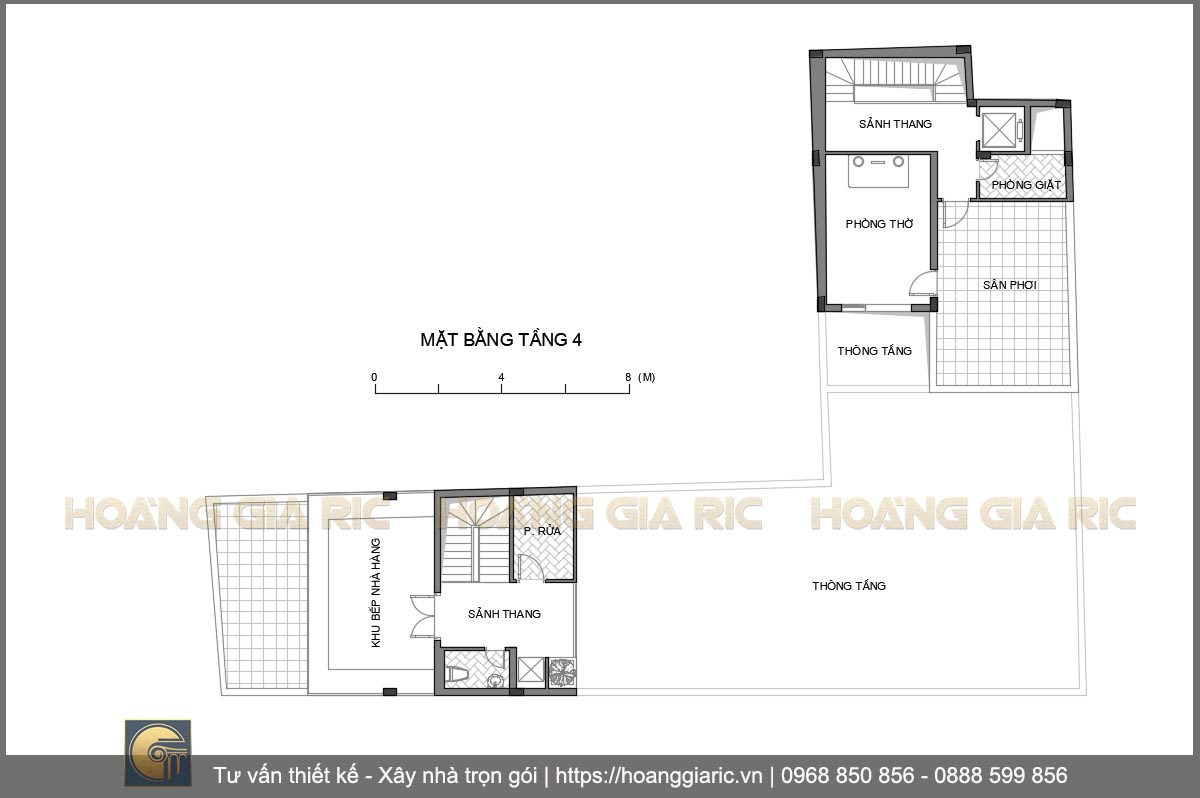 Thiết kế mặt bằng kiến trúc tầng 4 nhà hàng tân cổ điển Hà nội th2018