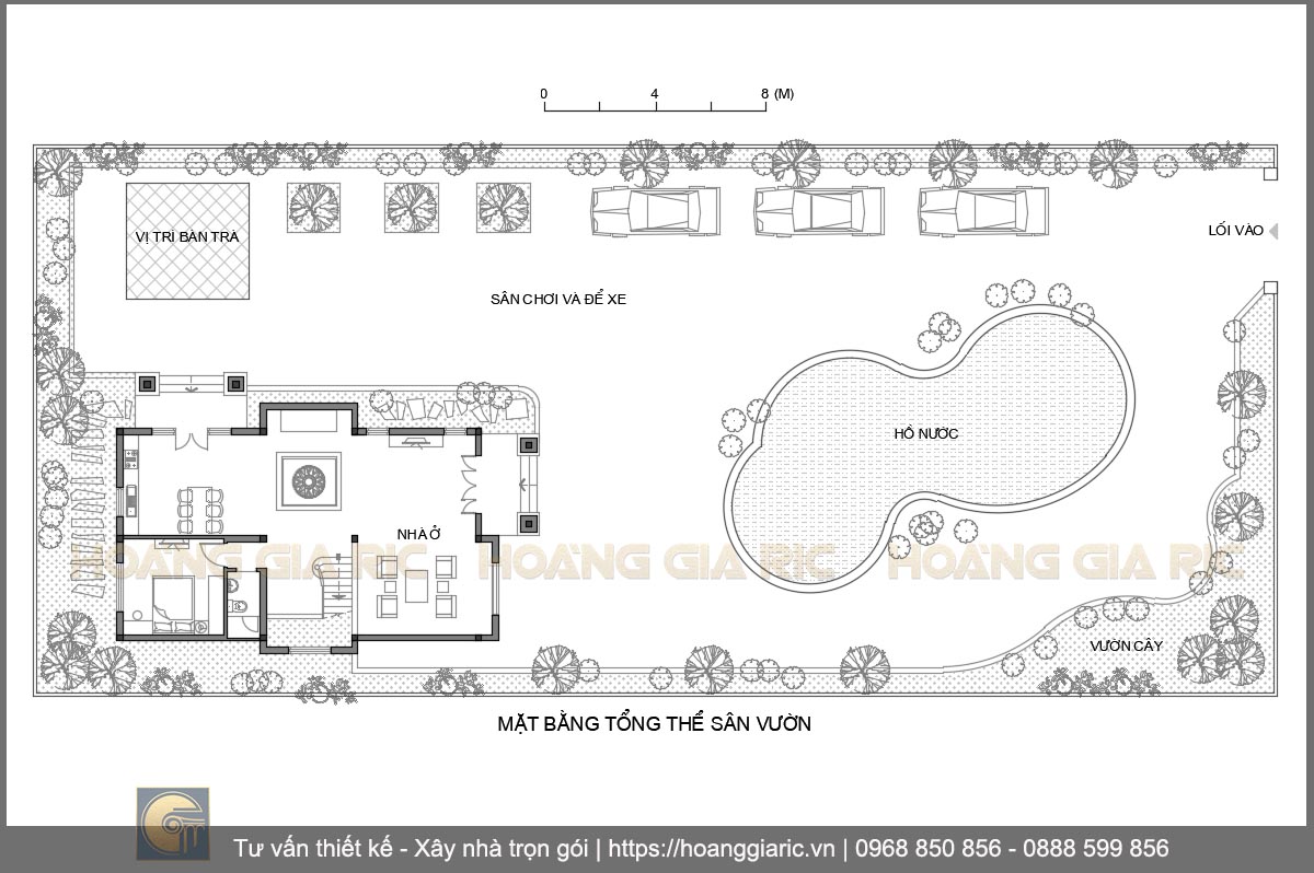 Thiết kế mặt bằng tổng thể sân vườn biệt thự pháp 3 tầng Hưng yên hh2016