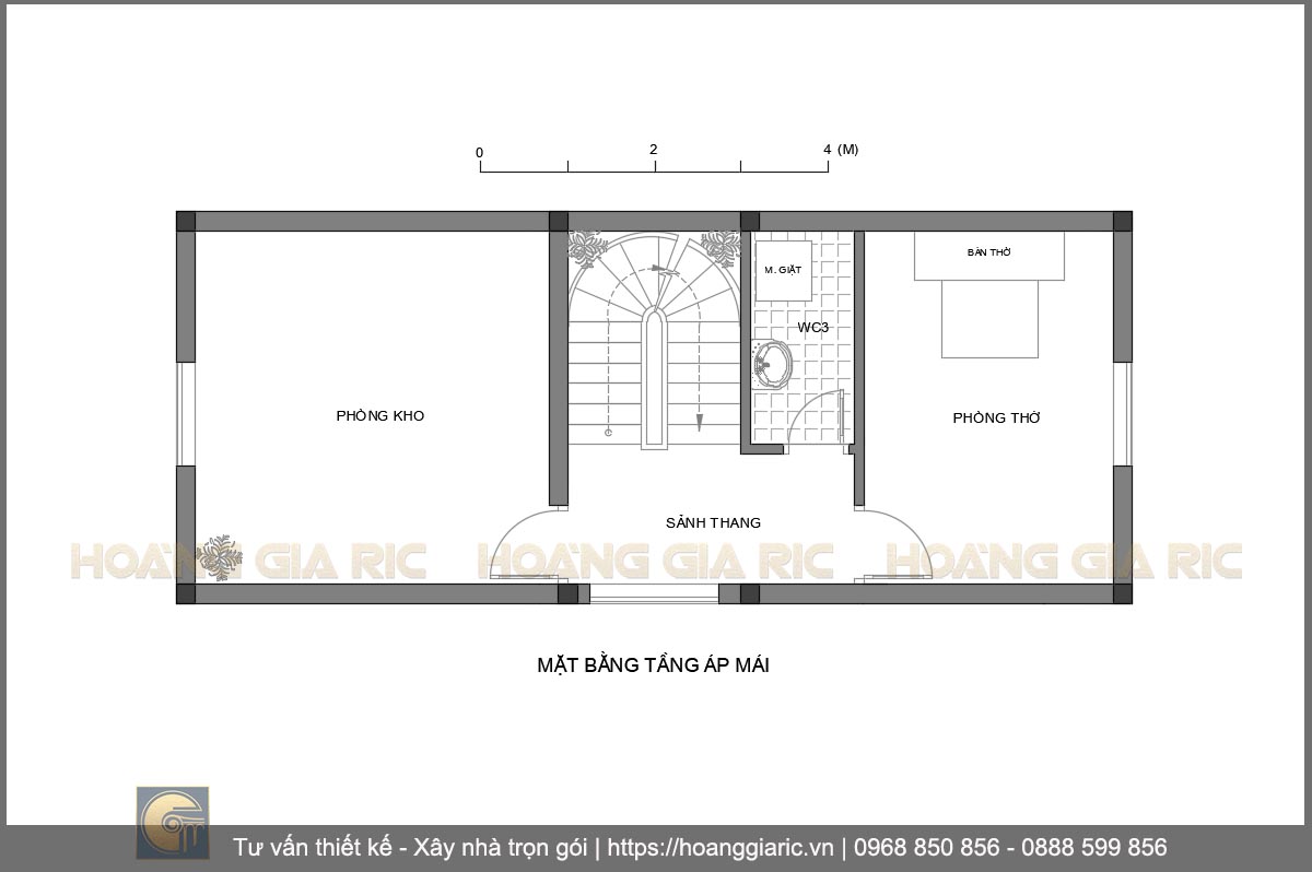 Thiết kế mặt bằng kiến trúc tầng áp mái biệt thự pháp Hà nội tt2011