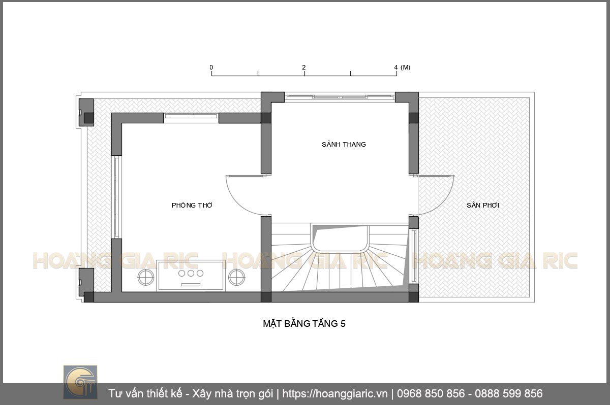 Thiết kế mặt bằng kiến trúc tầng 5 nhà phố tân cổ điển Hà nội hh2018