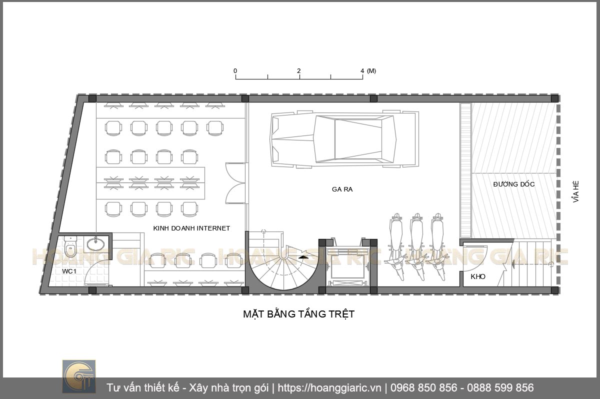 Thiết kế mặt bằng kiến trúc tầng trệt nhà phố hiện đại Hưng yên vh2015