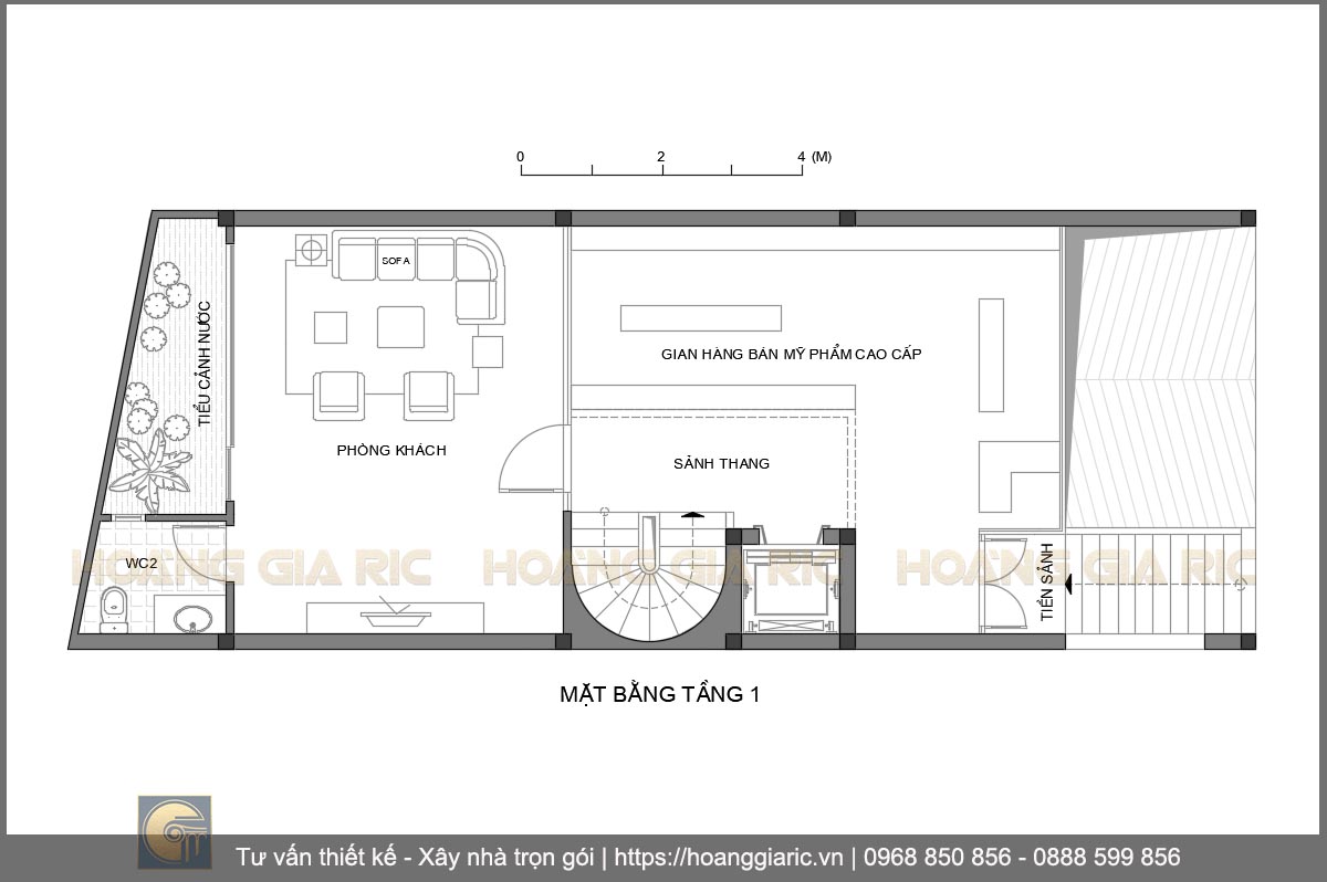 Thiết kế mặt bằng kiến trúc tầng 1 nhà phố hiện đại Hưng yên vh2015