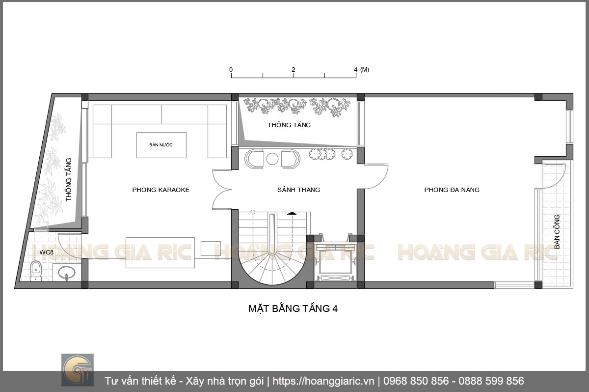 Thiết kế mặt bằng kiến trúc tầng 4 nhà phố hiện đại Hưng yên vh2015