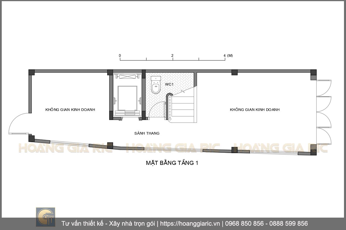 Mặt bằng kiến trúc tầng 1 nhà phố tân cổ điển Hà nội th2015